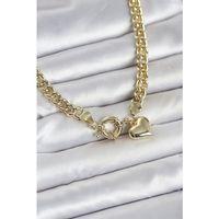 Kalp Detaylı Gold Renk Pirinç Kadın Kolye