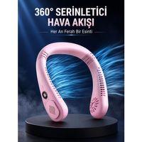 Pembe Boyun Fanı Kablosuz Taşınabilir Sessiz Çalışan Kişisel Serinletici Fan