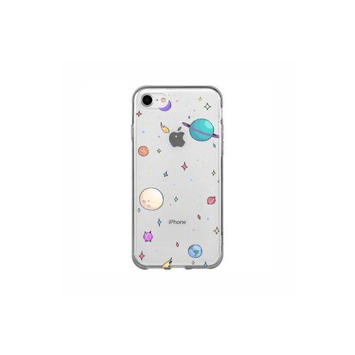 iPhone SE (2020) Gezegenler Desenli Premium Silikonlu Şeffaf Kılıf