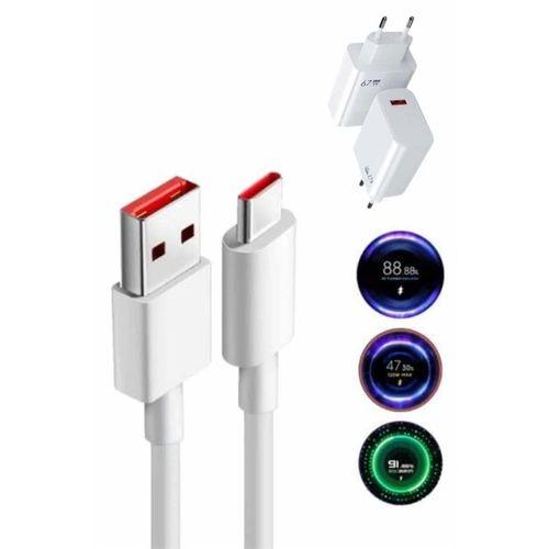 Hızlı Şarj Aleti Adaptörü Kablo Seti 67w Uzun Ömürlü Beyaz