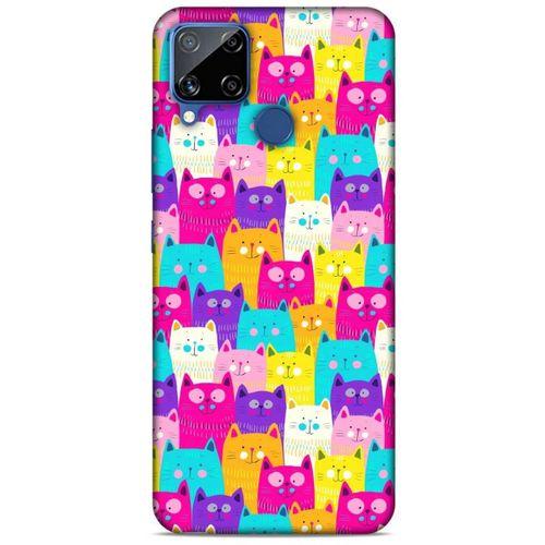 Lopard Oppo Realme C15 Uyumlu Kılıf Kediler (34) Slim Armor Kılıf Rengarenk