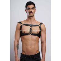 Erkek  Parti Aksesuar, Clubwear, Deri Göğüs Harness, Erkek  Fantezi Giyim - Brfm116
