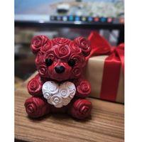 10 Cm 3d Kalp Tutan Ayıcık Dekoratif Sevgililer Günü Hediyesi