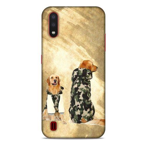 Samsung Galaxy A01 Kılıf Köpek Kıyafetleri (32) Soft Silikon Kılıf Golden Kapişonlu Polar