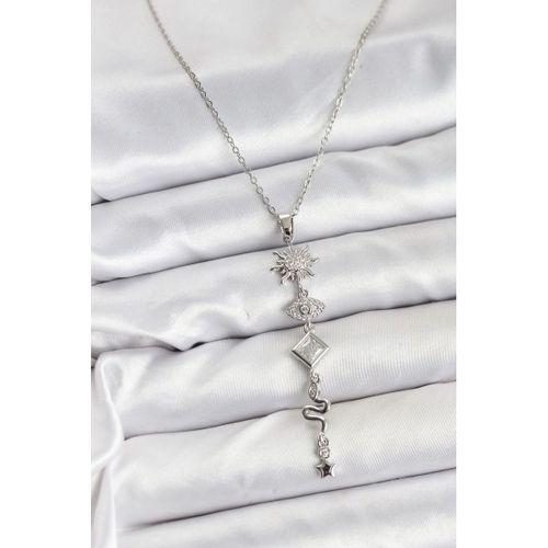 316L Çelik Zincir Gümüş Renk Güneş ve Enerji Model Kadın Y Kolye