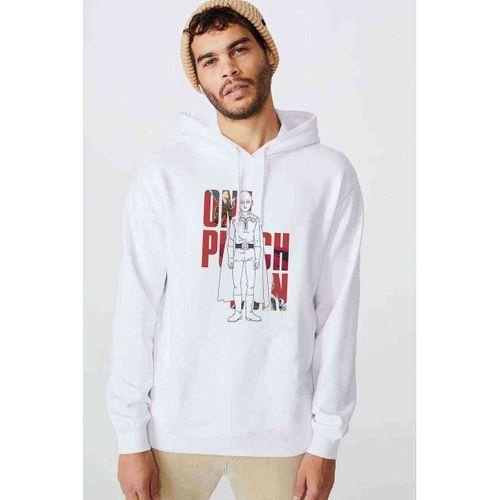 Anime One Punch Man Baskılı Beyaz Erkek Kapşonlu Sweatshirt