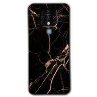 MRCİLETİSİM Tecno Camon 16 Kılıf HD Desen Baskılı Arka Kapak+Temperli Cam - Siyah Gold Mermer
