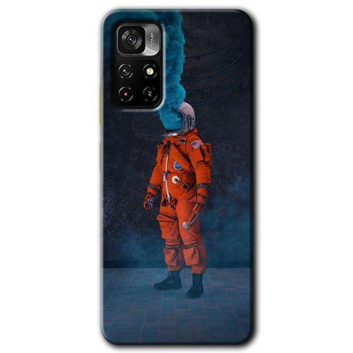 Poco M4 Pro 5G Kılıf HD Desen Baskılı Arka Kapak + Temperli Cam - Smoke Astronot