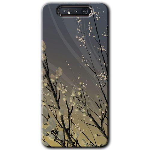 Galaxy A80 Kılıf HD Desen Baskılı Arka Kapak - Branches Flowers + Kırılmaz Cam