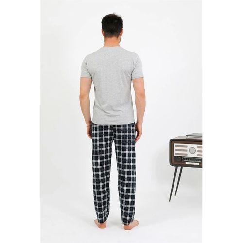 Erkek Pamuk Kısa Kol Pijama Takım Gri
