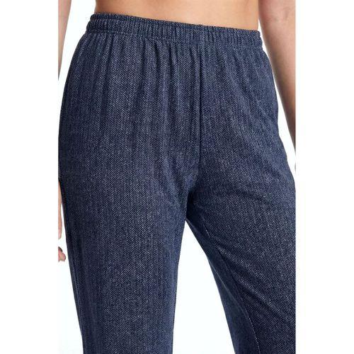 Kadın Lacivert Büyük Beden Cepli Pijama Altı Rahat Kesim Esnek Bel Günlük Ev Giyim Alt