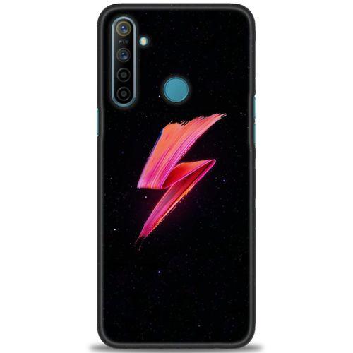 Realme 5i Kılıf HD Baskılı Kılıf - Pembe Şimşek + Tam Ekran Koruyucu