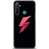 Realme 5i Kılıf HD Baskılı Kılıf - Pembe Şimşek + Tam Ekran Koruyucu
