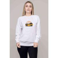 Araba Şehir Turu Baskılı Beyaz Kadın Sweatshirt