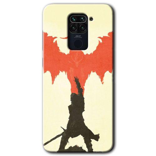 MRCİLETİSİM Xiaomi Redmi Note 9 Kılıf HD Desen Baskılı Arka Kapak + Temperli Cam - Dragon Hunter 1