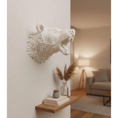 Özel Tasarım Beyaz Ayı Duvar Aksesuarı 3d Dekoratif Heykel 25x19 Cm