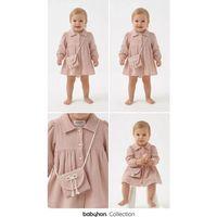 6-24 Ay Müslin Keten Pamuk Çantalı Bebek Elbise