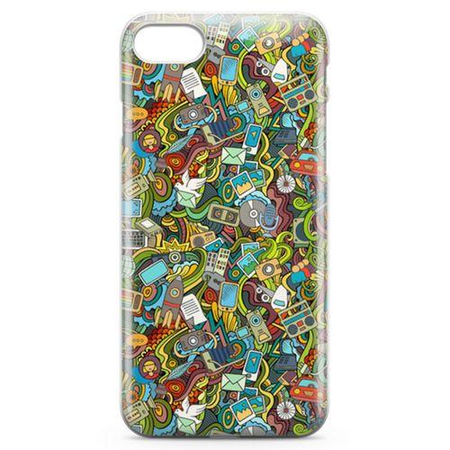 Apple iPhone 8 Kılıf Doodle Bilgisayar Cep Telefonu Arka Kapak Koruma Desenli Full Koruyucu