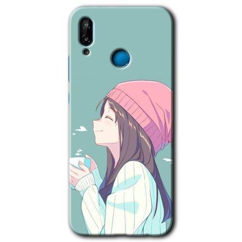 Huawei P20 Lite Kılıf HD Desen Baskılı Arka Kapak - Happy Girl + Kırılmaz Cam
