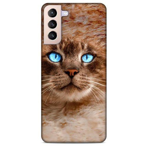 Lopard Samsung Galaxy S21 Plus Uyumlu Kılıf Kediler (41) Tank Kılıf Haşin Mavi Göz