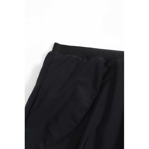 Kadın Siyah Yırtmaçlı Etek Görünümlü Şık Deniz Şortu