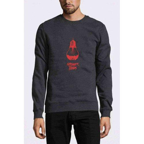 Stranger Things Ampul Baskılı Füme Antrasit Erkek Sweatshirt