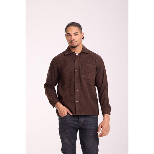 Frankel Kaşe Kumaş Tek Cepli Relaxed Fit Erkek Gömlek - Kahve
