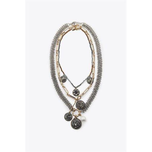 3'lü Madalyon Zincir Kolye - ÇOK RENKLİ