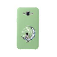Samsung J7 2015 Keyifli Astronot Premium Silikonlu Yeşil Telefon Kılıfı