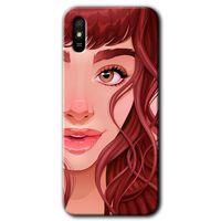 MRCİLETİSİM Xiaomi Redmi 9A Kılıf Baskılı Kapak - Kızıl Kız + 5D Tam Kaplayan Cam