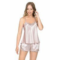 Pudra Saten Babydoll Şort Takımı