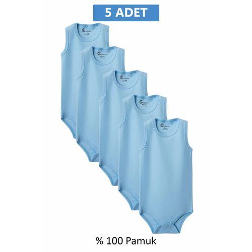 Mavi Askılı Body Zıbın 2-7 YAŞ Çocuklar İçin (5 ADET) Alttan Çıtçıtlı Özel Gereksinimli