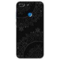 Honor 9 Lite Kılıf HD Desen Baskılı Arka Kapak - Siyah Mandala + Kırılmaz Cam