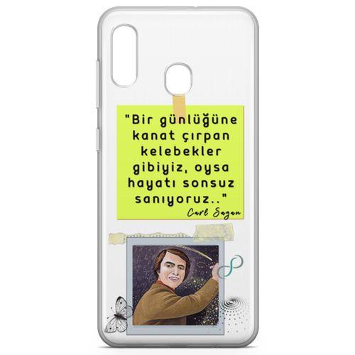 Samsung Galaxy A20 Kılıf Caps Carl Sagan Arka Kapak Koruma Desenli Full Koruyucu