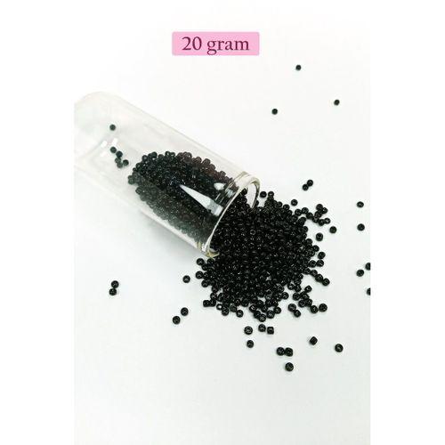 Dökme Cam Kum Boncuk (11/0) 2 mm - 20 Gram - Siyah - BNC010