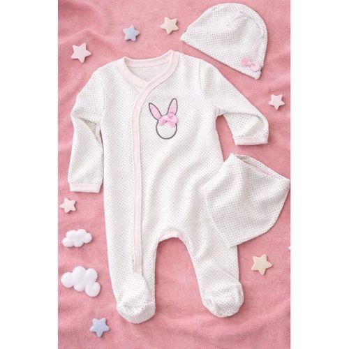 Sevimli Tavşan Desenli Kız Bebek 4’lü Tulum Seti