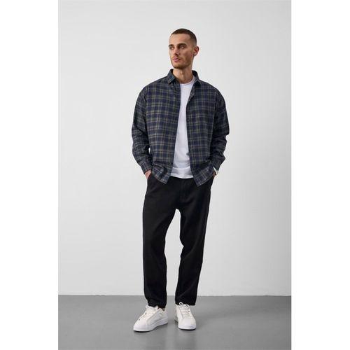 Dragon Relaxed Fit Pamuklu Kareli Flanel Erkek Gömlek - Yeşil