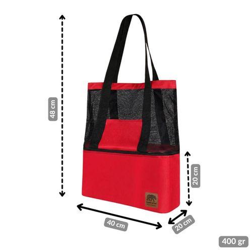 Kamp Ayısı® Thermo Bag - Sıcak/Soğuk Termal Korumalı Kamp, Piknik, Plaj Çantası 16+22= 38 Lt Kırmızı