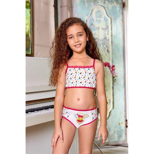 Kız Çocuk İp Askılı Dondurma Desenli Kız Çocuk Krop - Slip Takım Berrak-5516