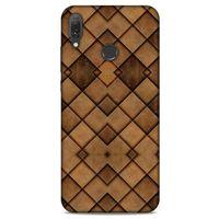 Huawei Y9 2019 Kılıf Patchwork (26) Tpu Silikon Kılıf Açık Kahverengi
