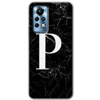 İnfinix Note 11 Pro Kılıf HD Desen Baskılı Arka Kapak - Siyah Mermer Desenli P Harfi