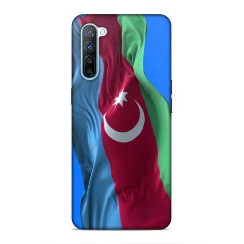 Oppo Reno 3 Uyumlu Kılıf Azarbaijan (6) Silikon Kılıf Dalgalanan Bayrak