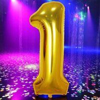 GOLD 1 RAKAM FOLYO BALON UÇAN BALONA HELYUM GAZINA UYGUN YÜKSEK KALİTE 1 METRE GOLD 1 RAKAM BALON