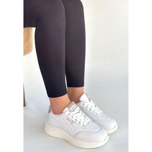 Yejja Beyaz Cilt Bağcıklı Spor Ayakkabı