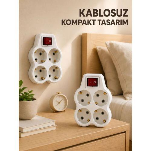 2’li Set 4’lü Priz Çoklayıcı Açma Kapama Anahtarlı Direkt Prize Takılan Adaptör