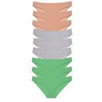 9 Adet Süper Eko Set Likralı Kadın Slip Külot Ten Gri Yeşil