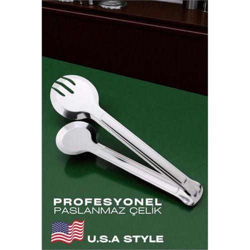 Modacar Amerikan Tip Mutfak Maşası 304 Paslanmaz Çelik Makarna Pasta Salata Çok Amaçlı Maşa
