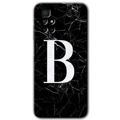 Redmi 10 Kılıf HD Desen Baskılı Arka Kapak - Siyah Mermer Desenli B Harfi