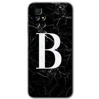 Redmi 10 Kılıf HD Desen Baskılı Arka Kapak - Siyah Mermer Desenli B Harfi