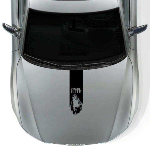 Göktürkçe Türk Vahşi Kurt Kaput Şerit Oto Sticker, Araba Etiketi G7